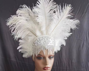 Carnival Feather Crown Festival Feather headpiece Feather Headdress Showgirl Headdress