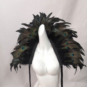 Black and Peacock Eyes Showgirl Feather Shawl Carnival Feather Scarf Stage Show Feather Wrap