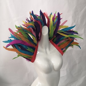 Multi color Showgirl Feather Shawl Carnival Feather Scarf Stage Show Feather Wrap