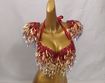 2pcs Showgirl Costume Outfit Stage Show Costume Rave Outfit Las Vegas Showgirl Costume
