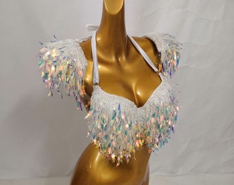 2pcs Showgirl Costume Outfit Stage Show Costume Rave Outfit Las Vegas Showgirl Costume