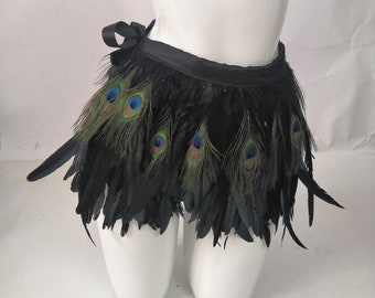 Dancing Belt Skirt Carnival Feather Belt Skirt Stage Show Feather Skirt Festival Burlesque Belt Skirt Cosplay Belt Skirt Peacock Skirt