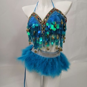 2pcs  Showgirl Costume Outfit Stage Show Costume Rave Outfit Las Vegas Showgirl Costume
