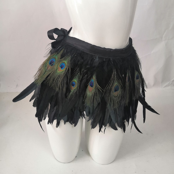 Dancing Belt Skirt Carnival Feather Belt Skirt Stage Show Feather Skirt Festival Burlesque Belt Skirt Cosplay Belt Skirt Peacock Skirt