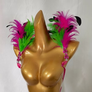 Showgirl Feather Shoulder Pieces/Carnival Feather Little Wire Backpack /Stage Show Feather Wrap
