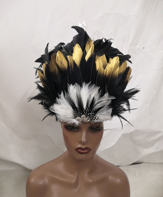 Carnival Feather Crown Festival Feather Headpiece Feather Etsy