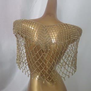 Crocheted Dainty beading Top / Beaded Cape/ Crocheted Beaded Cover Up /Bikini Cover-up/Carnival Cover up/Showgirl Cover up/Photo Shooting image 12