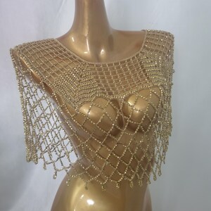 Crocheted Dainty beading Top / Beaded Cape/ Crocheted Beaded Cover Up /Bikini Cover-up/Carnival Cover up/Showgirl Cover up/Photo Shooting image 10