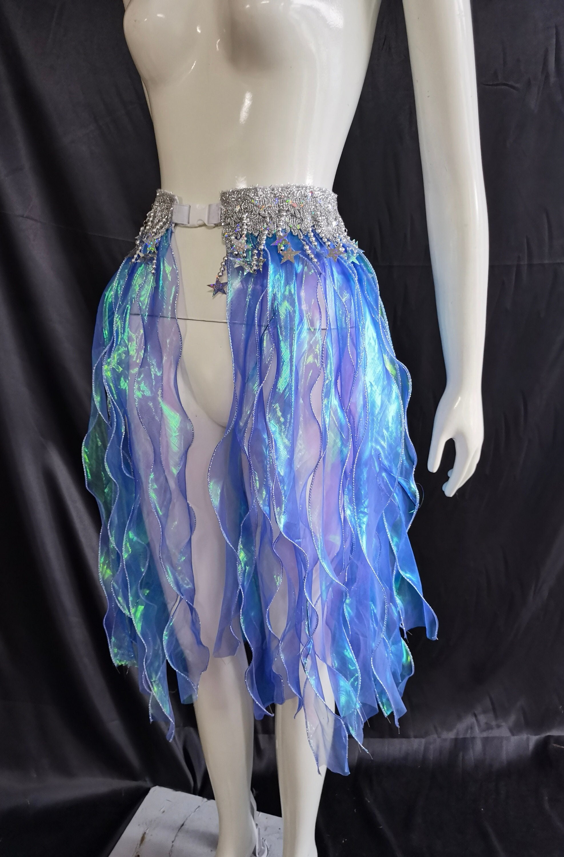High Waist Iridescent Organza Strap Belt/carnival Belt