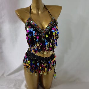 Showgirl Costume/Costume bra and hip scarf costume set/Carnival Clothing/Party wear