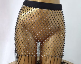 EDC Rhinestone Skirt/Hollow-out Skirt for Stage Show/Carnival Sparkle Clothing