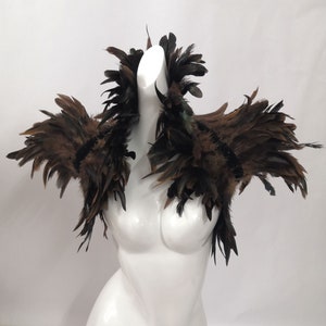 Reversible Burlesque Gothic Feather Collar/ Halloween Carnival Feather Shawl/Feather Wrap