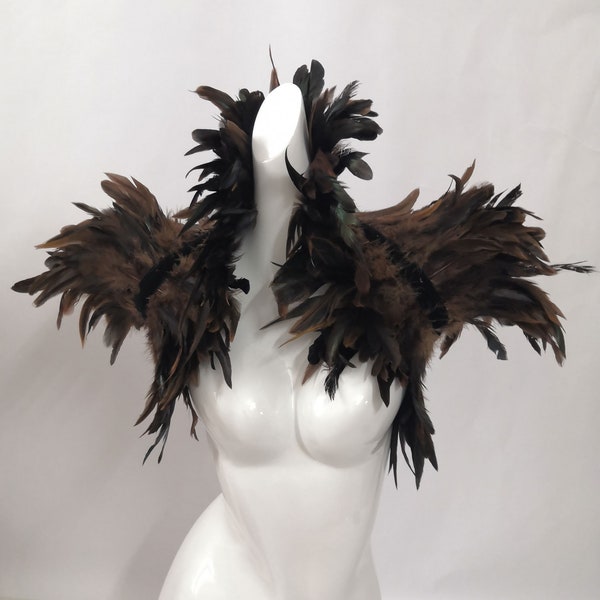 Reversible Burlesque Gothic Feather Collar/ Halloween Carnival Feather Shawl/Feather Wrap