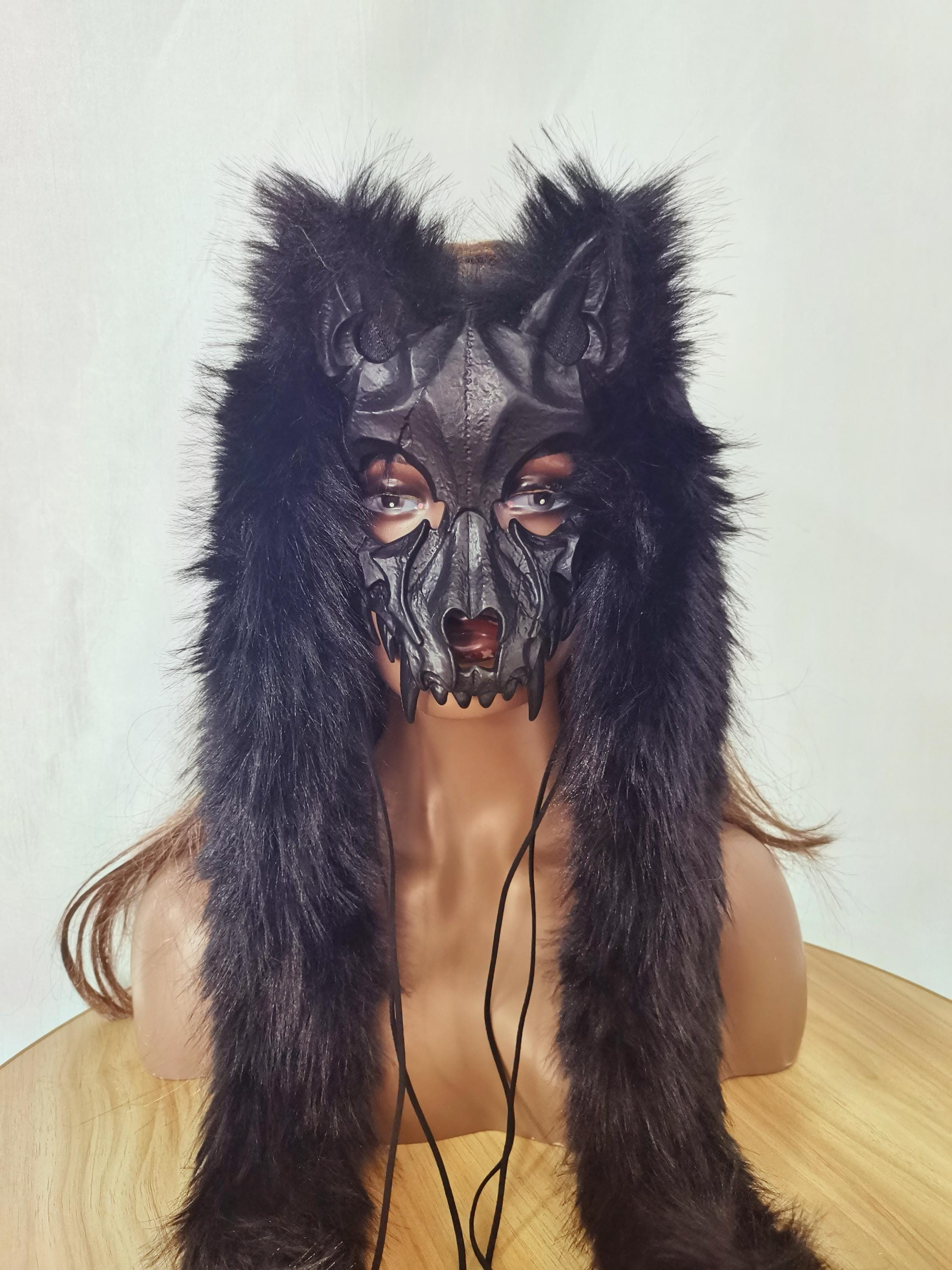 Carnival Faux Fur Wolf Masquerade Mask for Halloween Mask and Fancy ...