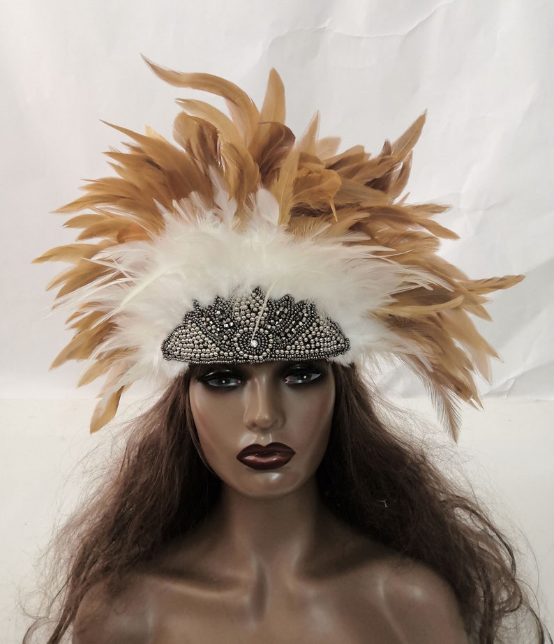 Carnival Feather Crown Festival Feather Headpiece Feather Etsy