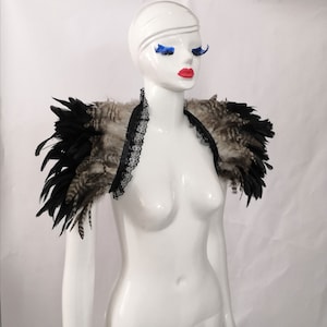 Reversible Halloween Feather Shawl Carnival Feather Scarf Stage Show Feather Wrap