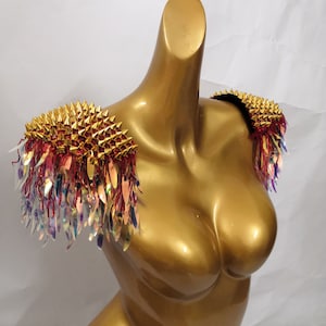 Burlesque Iridescent Tassel Epaulettes Halloween Carnival Shoulder Pieces Festival Costume Eapulettes Showgirl Shoulder Pieces