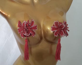 1 Pair Bling Bling Rhinestone Flower Nipple Covers/Sparkle Boob Pasties/Chest Stickers