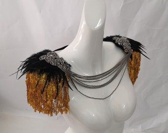 Costume Tassel epaulette/Gold Shoulder Epaulette/Showgirl Shoulder Pieces