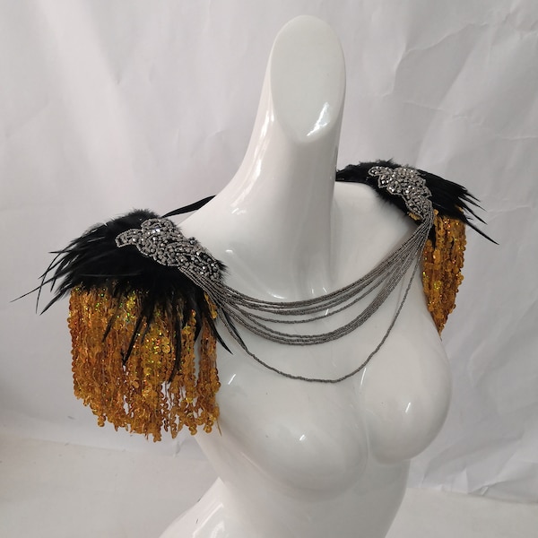 Costume Tassel epaulette/Gold Shoulder Epaulette/Showgirl Shoulder Pieces