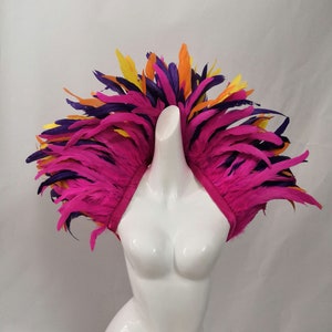 4-tone Color Showgirl Feather Shawl Carnival Feather Scarf Stage Show Feather Wrap