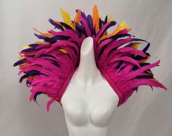 4-tone Color Showgirl Feather Shawl Carnival Feather Scarf Stage Show Feather Wrap