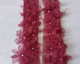 1 Pair See-through Tulle Gloves For Showgirl, Wedding Gloves