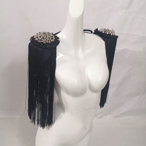 Long Tassel Shoulder Epaulettes Showgirl Shoulder Piece Stage Show Costume Epaulettes Rave Epaulettes