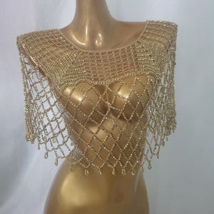 Crocheted Dainty beading Top / Beaded Cape/ Crocheted Beaded Cover Up /Bikini Cover-up/Carnival Cover up/Showgirl Cover up/Photo Shooting image 11