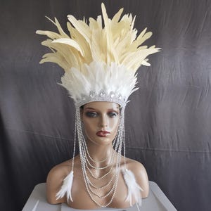 Carnival Feather Crown/ Festival Feather headpiece/ Feather Headdress/Showgirl Headdress/Festical Headgear