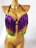 Sequins Carnival Bra \/ Rave Bra\/ Festival Bra \/Carnival Mardi Gras Bra