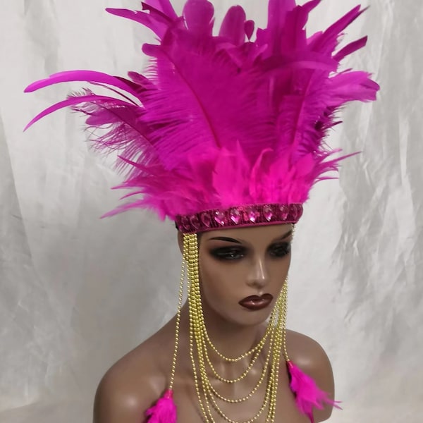 Carnival Feather Crown Festival Feather headpiece Feather Headdress Showgirl Headdress