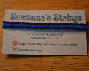 Dunne blauwe lijn vlagpatroon handgemaakte geweven vriendschapsarmband