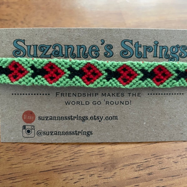 Customizable | Lady bug pattern | Friendship Bracelet | Handmade Woven | ONE (1) | you pick the background color! | Free U.S. shipping