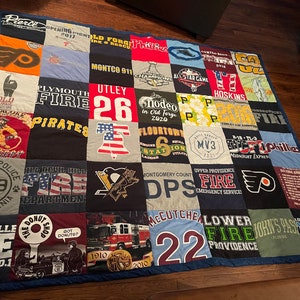 Customizable T-Shirt Memory Quilt | QUEEN SIZE | 42 Squares | 7ft by 6ft | 12x12 Squares | Poly Batting | Cotton Backing-You pick the color! image 8