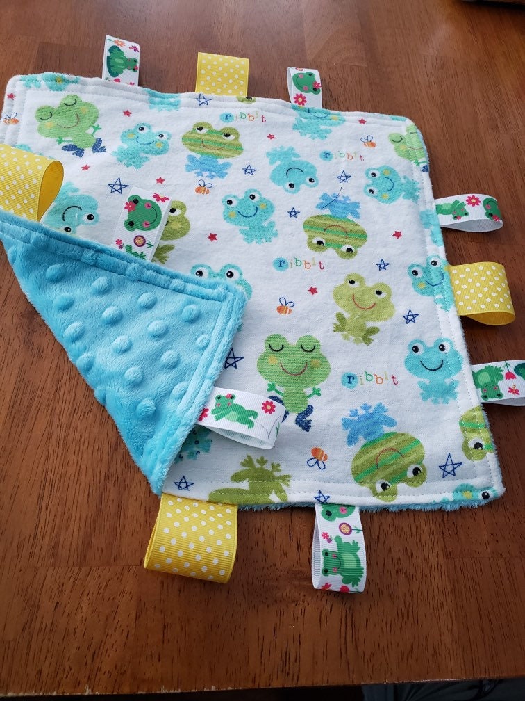 Baby Sensory Blanket with Ribbon Tags Soft Baby Toy Etsy