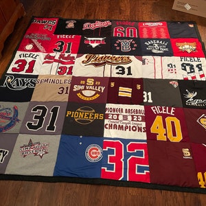 Customizable T-Shirt Memory Quilt | QUEEN SIZE | 42 Squares | 7ft by 6ft | 12x12 Squares | Poly Batting | Cotton Backing-You pick the color! LG Throw 6x6ft 36 sq