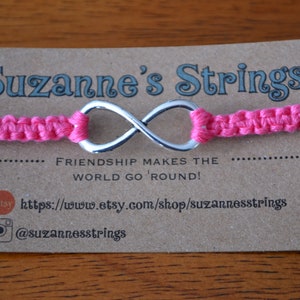 Infinity charm bracelet - pink - Handmade woven - Friendship bracelet - Adjustable