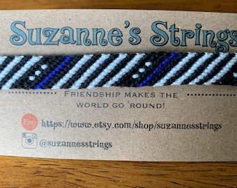 Bandiera della linea blu, nera e bianca, braccialetto con bandiera americana
