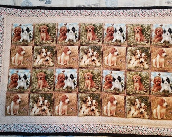 Puppy themed quilt | ONE (1)| 32in x 50in | throw/lap size | handmade | free U.S. shipping