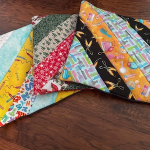 ONE (1) Quilted Pillow Cover | 12x12 inch | Strip Quilting | Envelope Back | Scrap Pillow Cover | Home Decor | 100% Cotton Material |