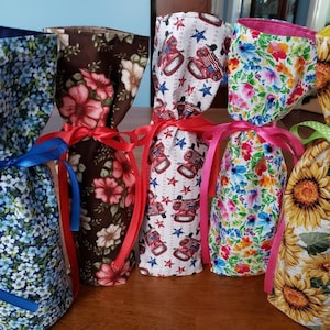 Wiederverwendbare Weintasche | EINE (1) Handgemachte Baumwolltasche | 33X31 cm | Stoffauswahl | Wein Tasche | Stoffbeutel | 100% Baumwolle | Kostenloser US Versand