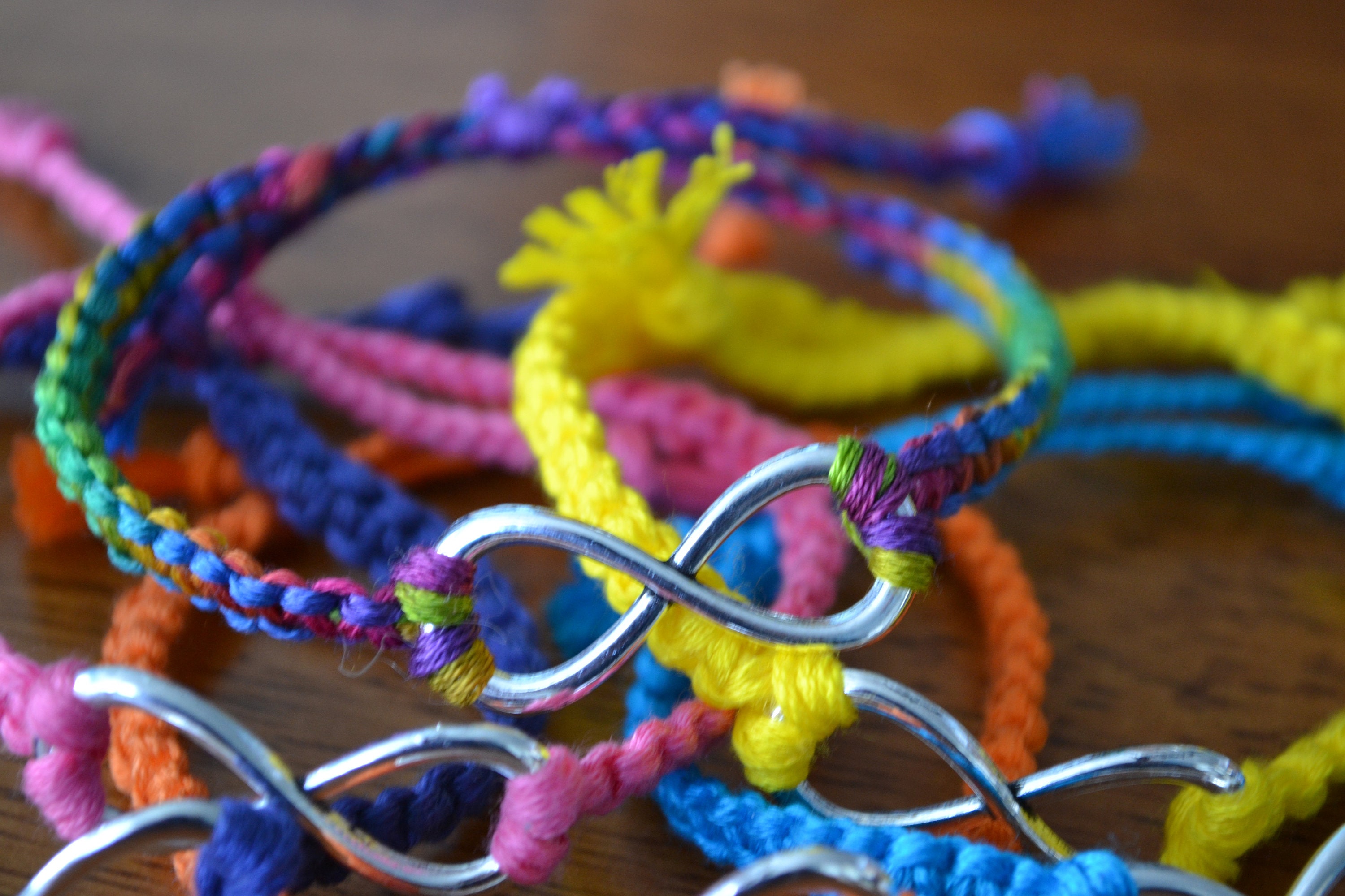 Customizable infinity charm bracelet simple macrame knot Etsy