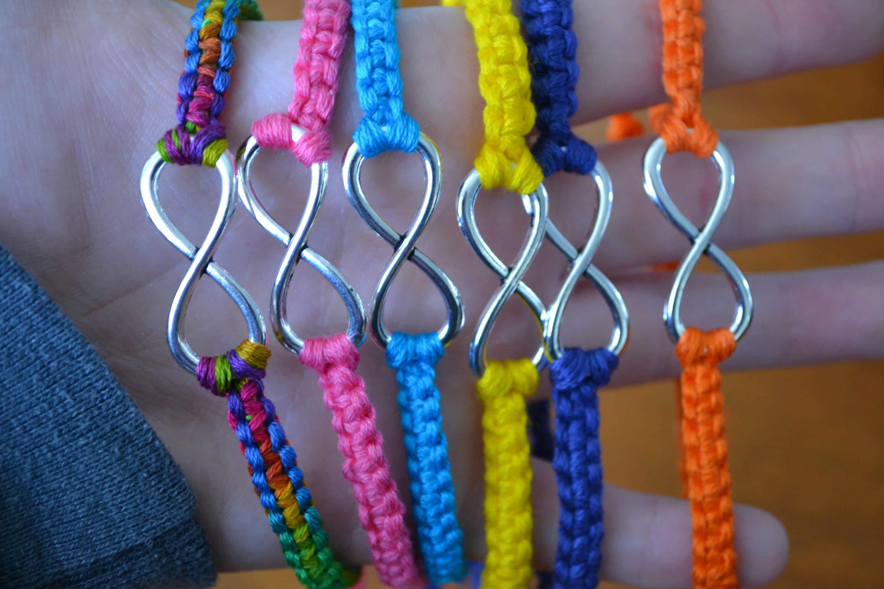 Customizable infinity charm bracelet simple macrame knot Etsy