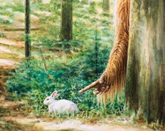 絵画 BIGFOOT intricate vintage scientific illustration of bigfoot