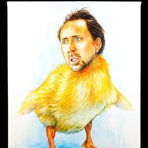 Nicolas Cage Art Canvas Print - Nick Cage Duck Parody Painting - Etsy