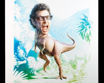 Impresión en lienzo del dinosaurio Jeff Goldblum - Pintura parodia