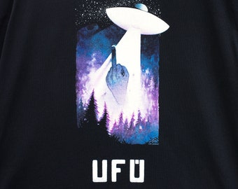 UFO tshirt - UFU - unisex black - alien abduction ufo t shirt