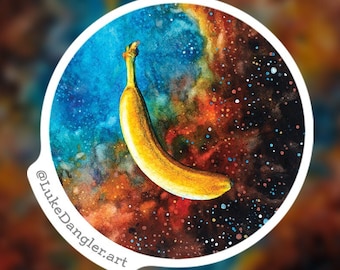 Space Banana Sticker - Space stickers, laptop stickers, decals, bumper sticker, vinyl stickers, funny sticker, celestial, small gift idea