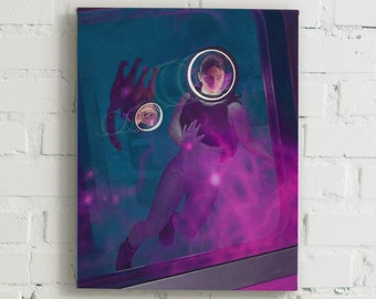 Cat Astronaut Canvas Print "Voyage" Space Painting - cat oil painting astronaut print
